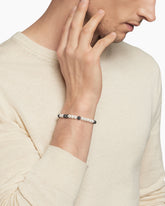 Spiritual Beads Bracelet in Sterling Silver with Pearls and Pavé Black Diamonds, 6mm